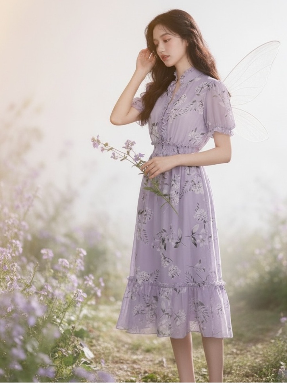 🌸 Whimsy Fairy Kate And Lily Lavender Floral Dress Size 8 Cottagecore